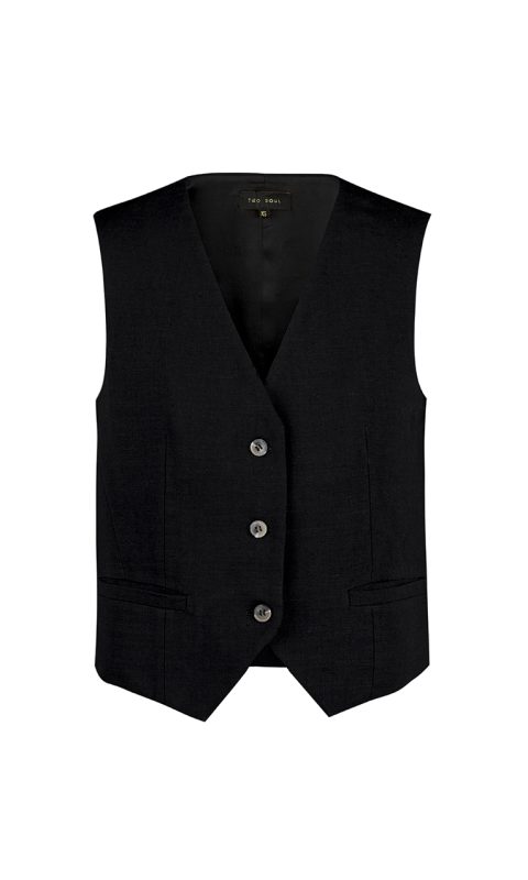 Linen Vest Black